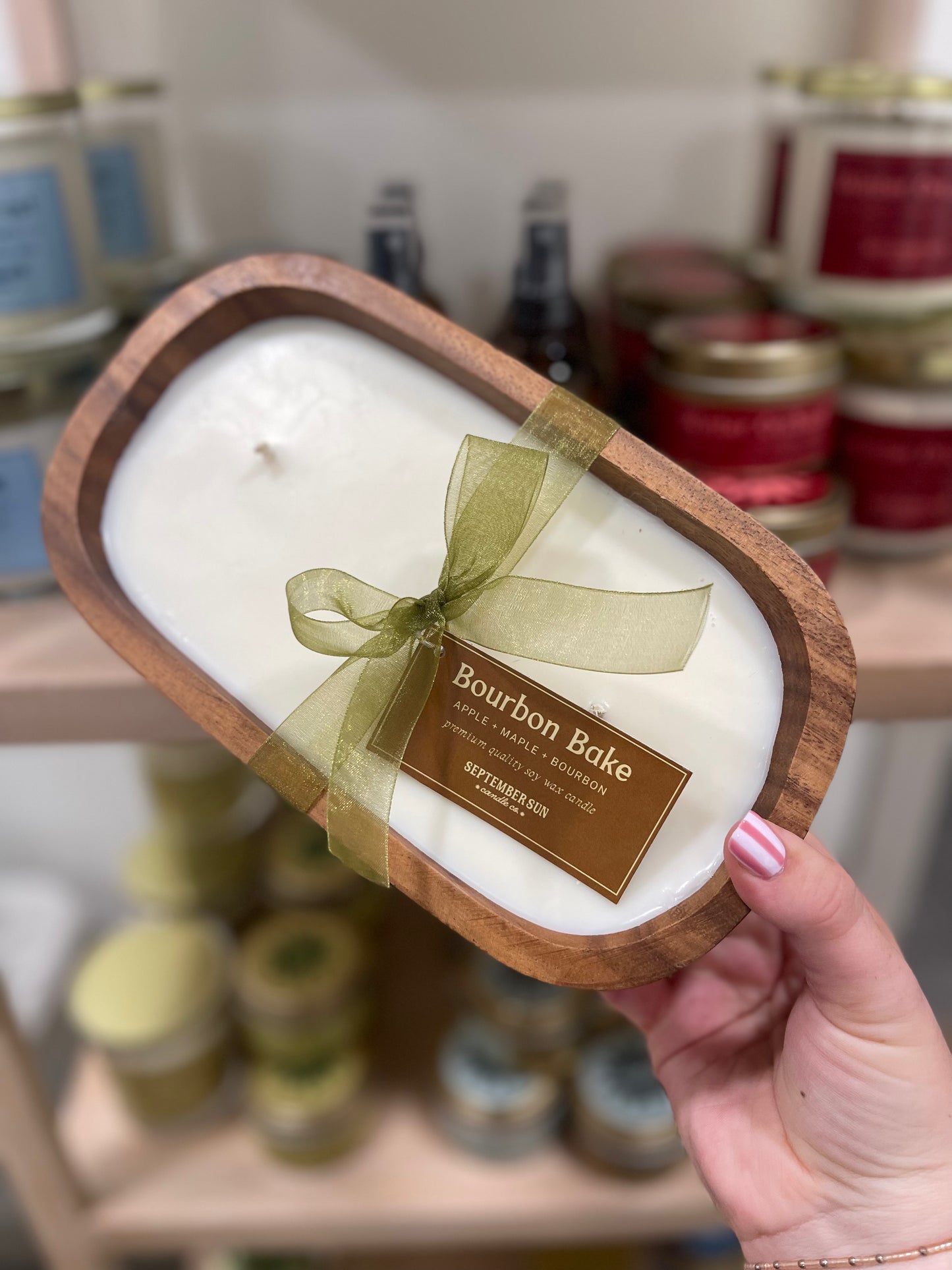 Wooden Dough Bowl Candle