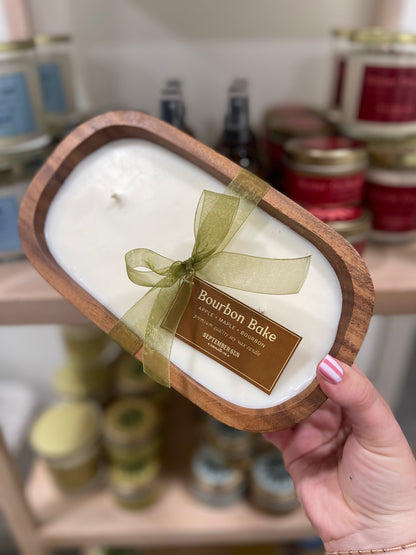 Wooden Dough Bowl Candle