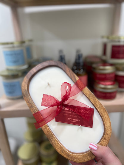 Wooden Dough Bowl Candle