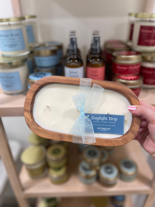 Wooden Dough Bowl Candle