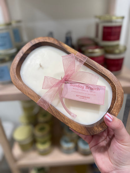 Wooden Dough Bowl Candle