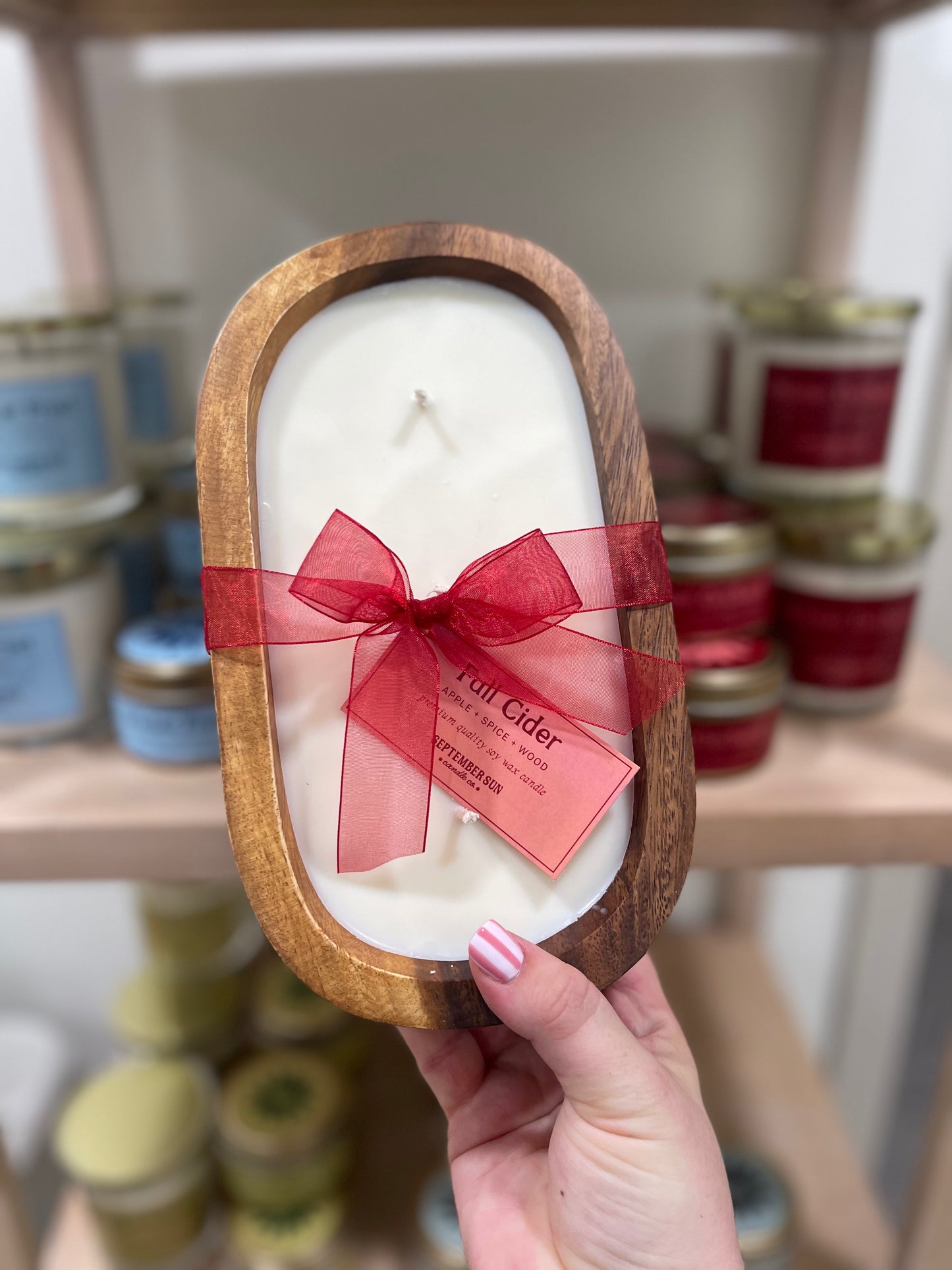Wooden Dough Bowl Candle