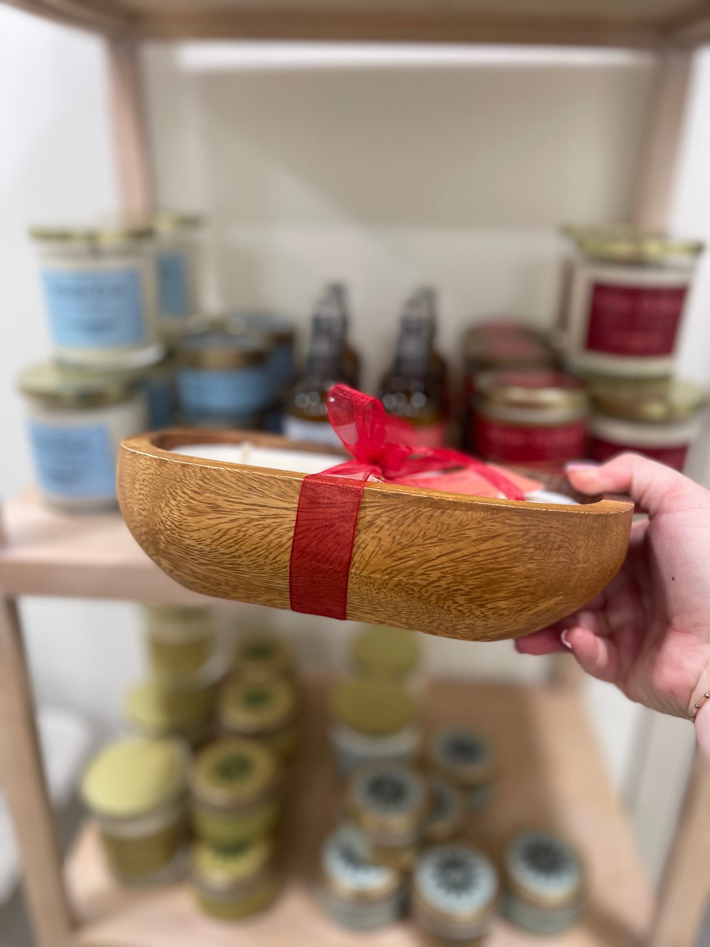 Wooden Dough Bowl Candle