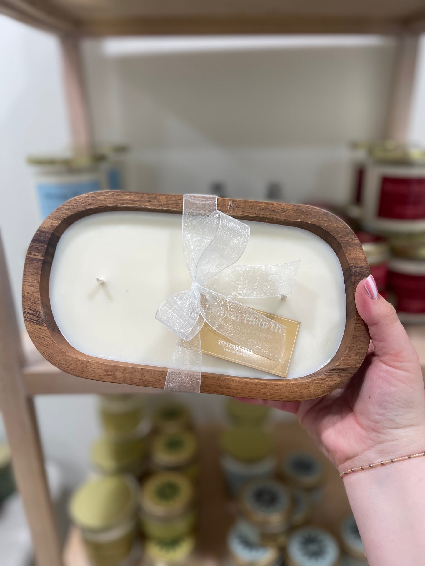 Wooden Dough Bowl Candle